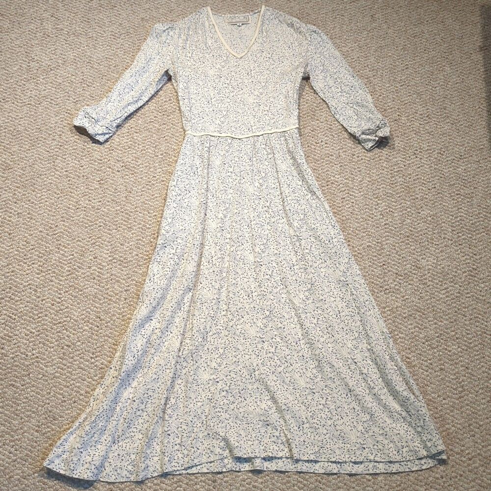 Vintage Cartoon Maxi Dress 4 Cottagecore Fairy V Neck Rustic Nature Garden